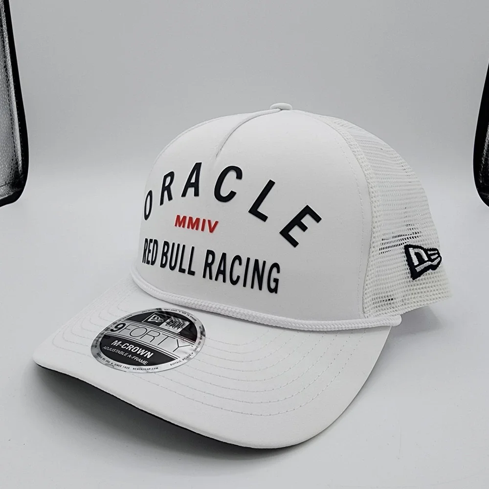Oracle Red Bull Nascar Racing‎ Cap New Era 9FORTY Trucker Hat White Snapback NEW